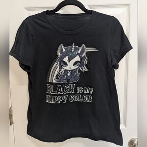 Black Graphic Tee - 'Black Is My Happy Color'